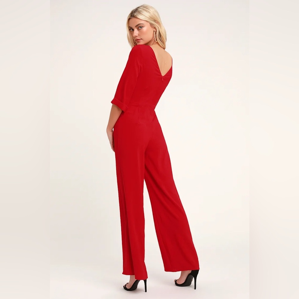 Lulus red jumpsuit long sleeve